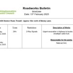 Roadworks Bulletin –